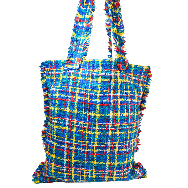 Load image into Gallery viewer, CHANEL  No. 5 Shopping Tote Tweed Large Blue
