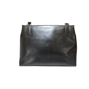 CHANEL Shoulder Black Leather Bag with Embossed CHANEL Logo