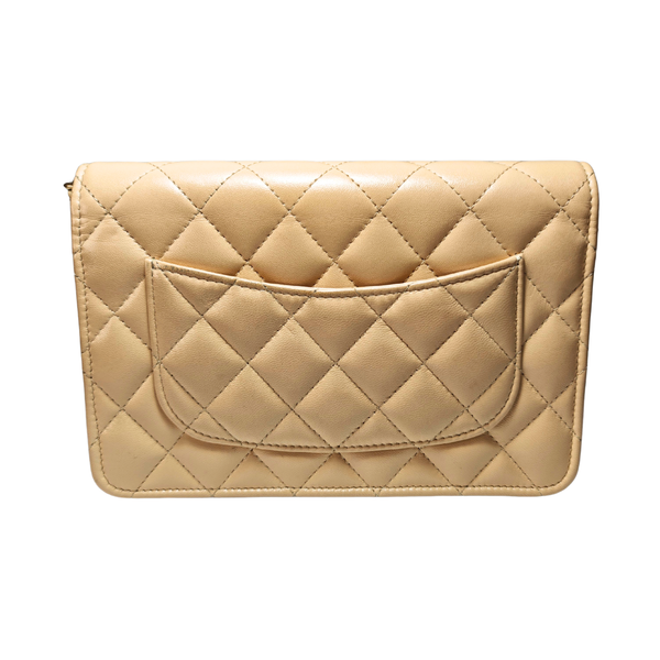 이미지를 갤러리 뷰어에 로드 , CHANEL Pearl Beige Matelasse Lamb skin Wallet on Chain
