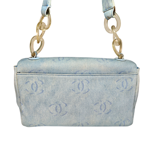 CHANEL 2002-2003 Washed Blue Denim Handbag