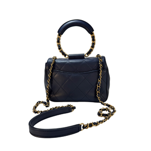 CHANEL Mini Navy Blue Lambskin In The Loop Flap