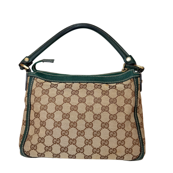 이미지를 갤러리 뷰어에 로드 , GUCCI  Abbey Top Handle Green GG Canvas Hand Bag
