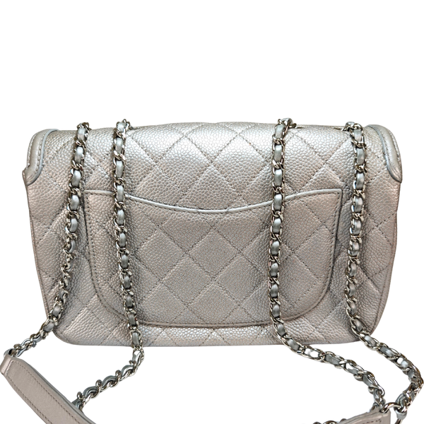Load image into Gallery viewer, CHANEL CC Filigree Flap Chain Shoulder Bag Silver
