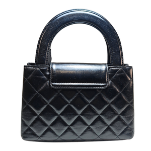 CHANEL Mini Kelly Black Quilted Leather Chain Shoulder Bag