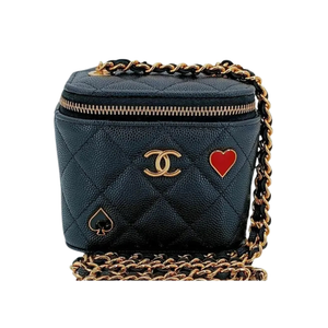 CHANEL Black Caviar Leather Mini Vanity Case Bag