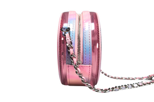 CHANEL Pink PVC & Multicolor  Patent Leather CC Round Shoulder Bag