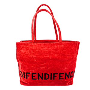 FENDI Vintage Red Velvet Canvas Logo Tote Bag