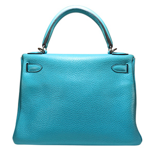 HERMES Kelly 28 Taurillon Clemence Blue Jean Stamp T