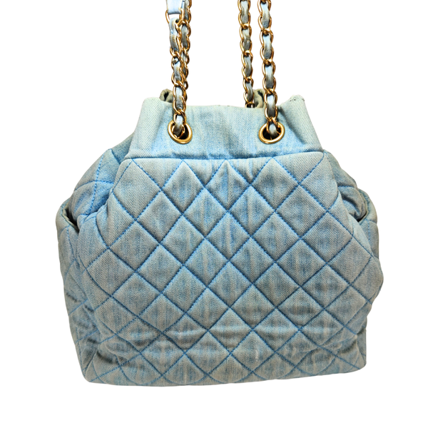 将图片加载到图库查看器，CHANEL Quilted Washed Denim Urban Spirit bucket bag
