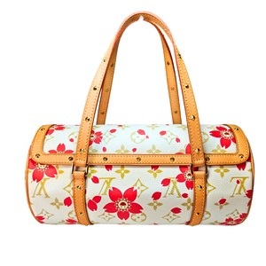 LOUIS VUITTON Papillon handbag Cherry Blossom Takashi Murakami Monogram Canvas White/Raspberry Pink Magnet type