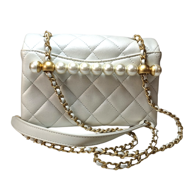 Load image into Gallery viewer, CHANEL White Pearl Handle Bag
