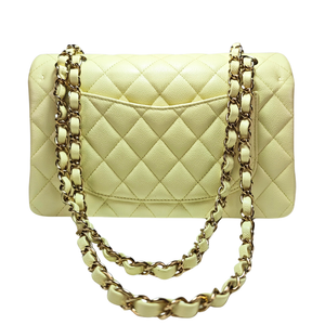 CHANEL Buttercream Yellow Caviar Small Classic Double Flap Bag