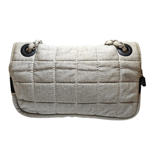 CHANEL Quilted Sports Flap Grey Cotton Shoulder Bag