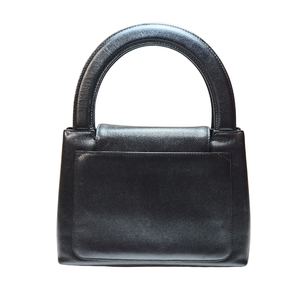 CHANEL Vintage Mini Kelly Black Caviarskin Leather Hand Bag