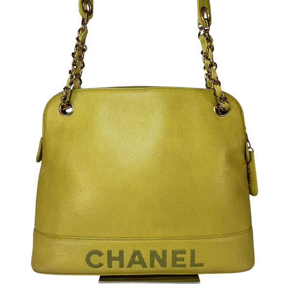 Load image into Gallery viewer, CHANEL Lime Color Caviarskin Leather Shoulder Bag
