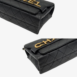 CHANEL Vintage Black Calfskin Enchained Flap Bag