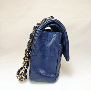 CHANEL Navy Caviar Medium Classic Flap Bag Serial Plate