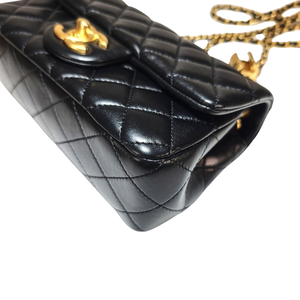 CHANEL Black Matelasse Coco Chain Lambskin Mini Flap