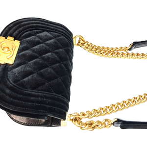 CHANEL Small Quilted Velvet Boy Messenger Bag crossbody bag