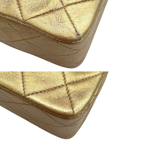 将图片加载到图库查看器，CHANEL Vintage Gold Lambskin 20cm Mini Square Flap Bag
