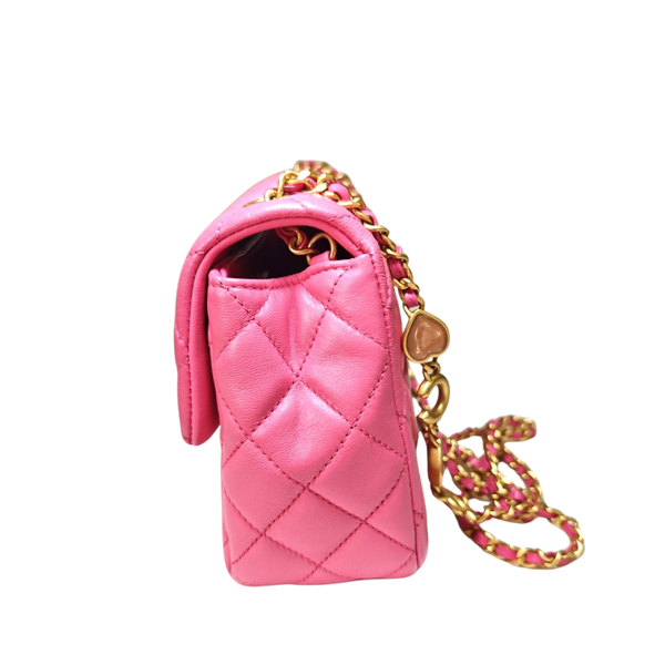 Load image into Gallery viewer, CHANEL Mini Matelasse Pink Heart Chain Flap Bag
