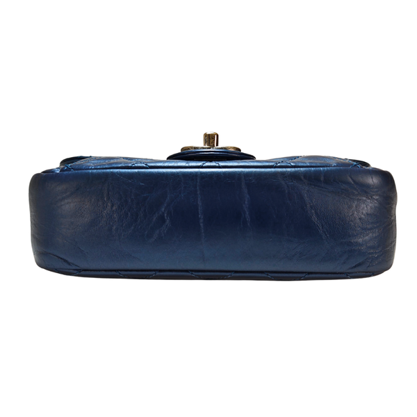 Load image into Gallery viewer, CHANEL Navy Blue Mini Single Flap Silver Metal Fitting Shoulder Bag
