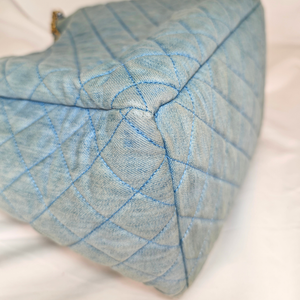 CHANEL Quilted Washed Denim Urban Spirit bucket bag