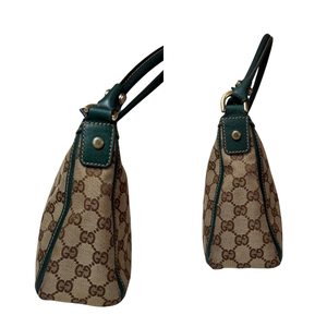 GUCCI  Abbey Top Handle Green GG Canvas Hand Bag