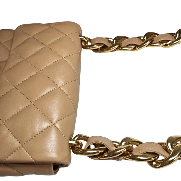 将图片加载到图库查看器，CHANEL Beige Quilted Lambskin Mini Funky Town Flap Aged Gold Hardware, 2022
