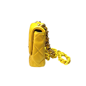 CHANEL Yellow Mini Matelassé Flap Bag