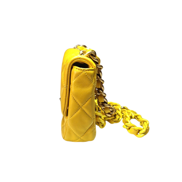 Load image into Gallery viewer, CHANEL Yellow Mini Matelassé Flap Bag
