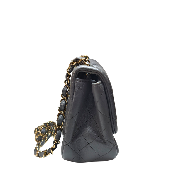 Load image into Gallery viewer, CHANEL Grey Lamb skin Square Classic Flap Bag
