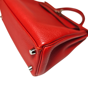 HERMES Kelly 25 Retourne Rouge Pivoine in Togo Leather Square R Stamp 2014