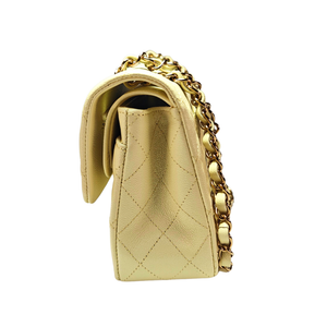 CHANEL Buttercream Yellow Caviar Small Classic Double Flap Bag