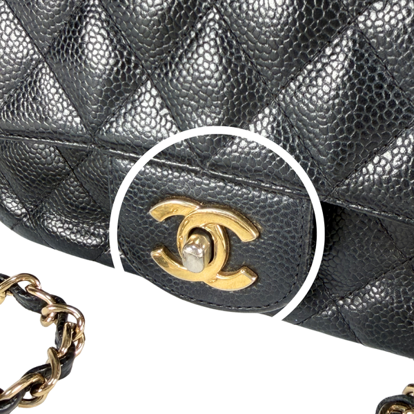 将图片加载到图库查看器，CHANEL Black Caviar Mini Classic Square Flap Bag
