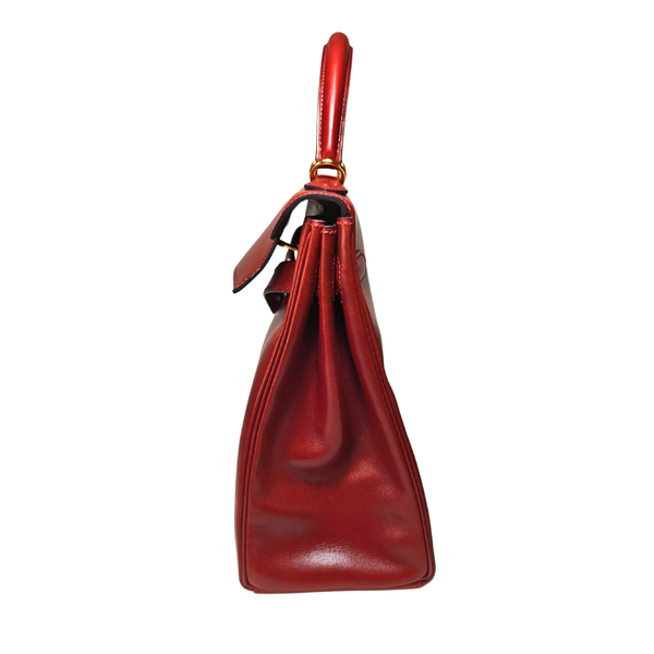 이미지를 갤러리 뷰어에 로드 , HERMES Kelly 32 Retourne Box Calf Red Square E Stamp 2001
