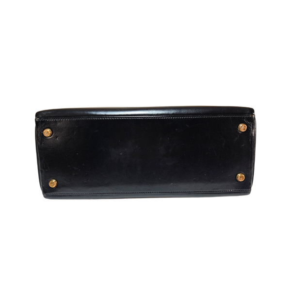Load image into Gallery viewer, HERMES Kelly 28 Box Calf Black Circle R Stamp 1988
