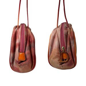 Dior Red Orange Printed Patent Leather Half Moon Shoulder Bag
