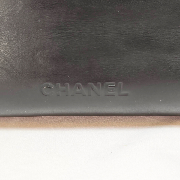 Load image into Gallery viewer, CHANEL Shoulder Black Leather Bag with Embossed CHANEL Logo
