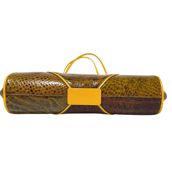 이미지를 갤러리 뷰어에 로드 , Dior Green Embossed Patent Leather Shoulder Bag Golden Dark Green

