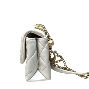 CHANEL White Pearl Handle Bag