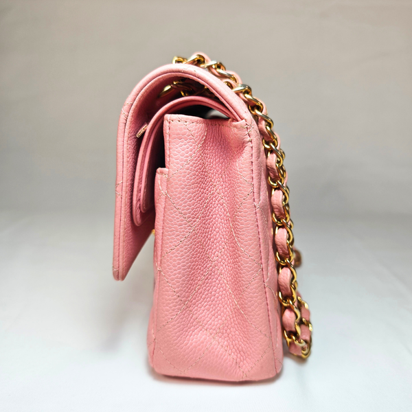 画像をギャラリービューアに読み込む, CHANEL サクラピンク キャビアスキンレザー フラップバッグ 25
