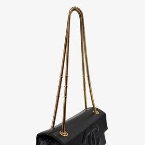 CHANEL Vintage Black Lambskin CC Patent Chain Flap Shoulder bag
