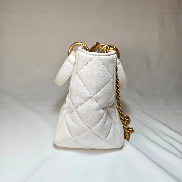Load image into Gallery viewer, CHANEL Matelasse Calf Leather 2-Way Handbag, White with Gold Hardware
