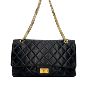 CHANEL Black Calfskin 2.55 Jumbo Flap Bag