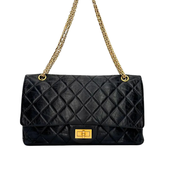 将图片加载到图库查看器，CHANEL Black Calfskin 2.55 Jumbo Flap Bag
