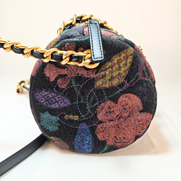 画像をギャラリービューアに読み込む, CHANEL ブラックデニム シェノンソー ボーリングバッグ ショルダーストラップ
