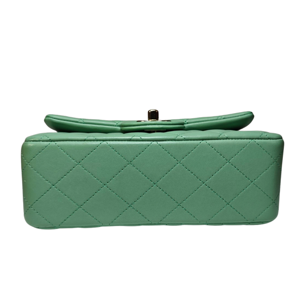 Load image into Gallery viewer, CHANEL Matelasse Top Handle Mini Flap Bag Light Green AS2431
