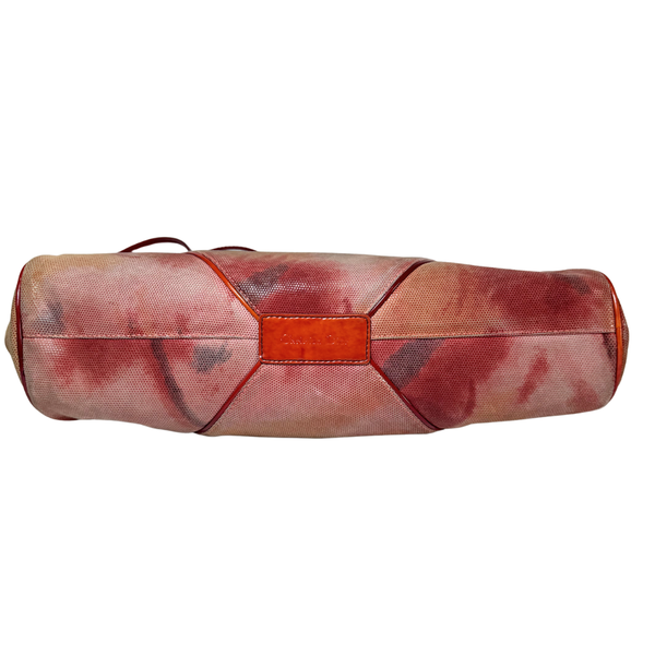 Load image into Gallery viewer, Dior Red Orange Printed Patent Leather Half Moon Shoulder Bag
