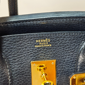 HERMES Birkin 30 Taurillon Leather Black Square G Stamp 2003
